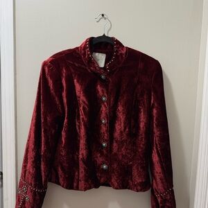 Double D Ranch Velvet Burgundy Blazer with Stud Accents